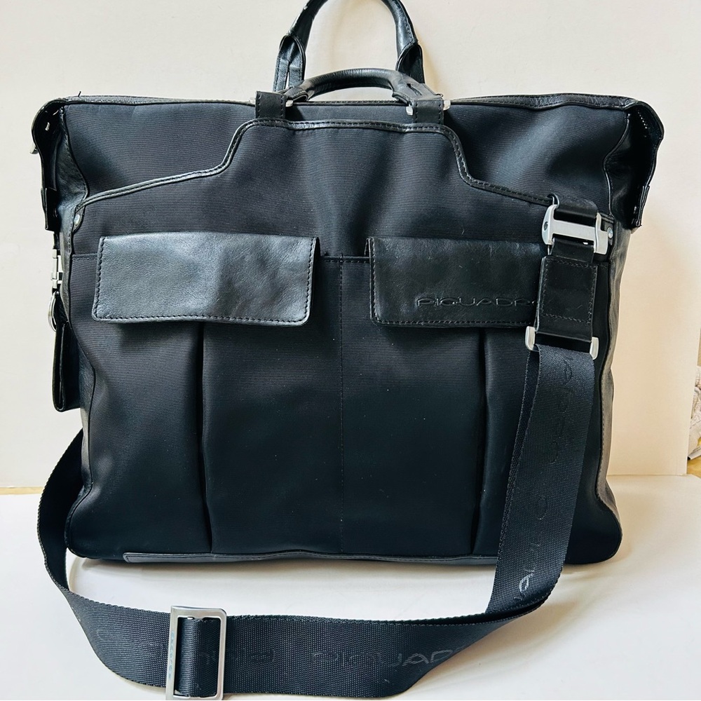 Piquadro Italian Leather & Nylon Unisex Briefcase Gently Used - Picture 16 of 16